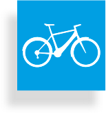 Fahrrad im blauen Quadrat – Icon für Bikeleasing bei der dbs.