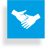 Zwei Hände im Handschlag – Icon für gute Arbeitsatmosphäre bei der dbs.