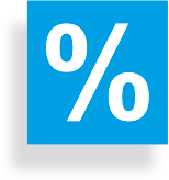 Prozentzeichen im blauen Quadrat – Icon für Mitarbeiterrabatte bei der dbs.